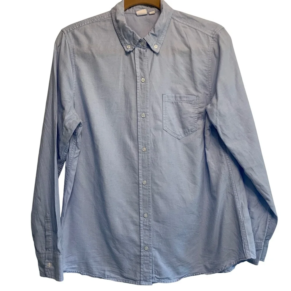 Gap Oxford Button Down Shirt Large Light Blue Long Sleeve Cotton Preppy Classic